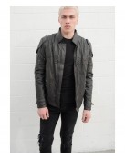 Mens Transformers Black Armor Leather Costume Jacket