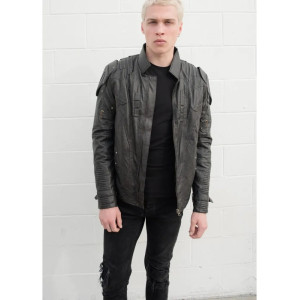 Mens Transformers Black Armor Leather Costume Jacket