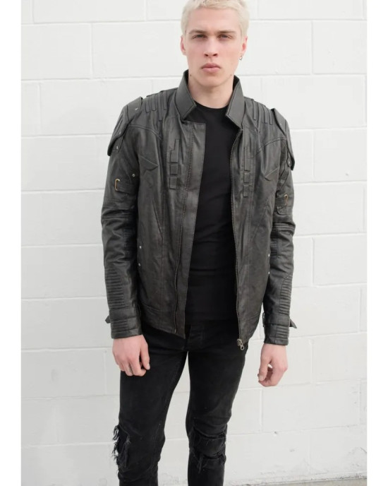 Mens Transformers Black Armor Leather Costume Jacket Mens Transformers Black Armor Leather Costume Jacket