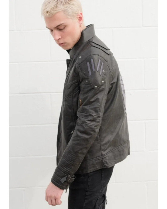 Mens Transformers Black Armor Leather Costume Jacket Mens Transformers Black Armor Leather Costume Jacket