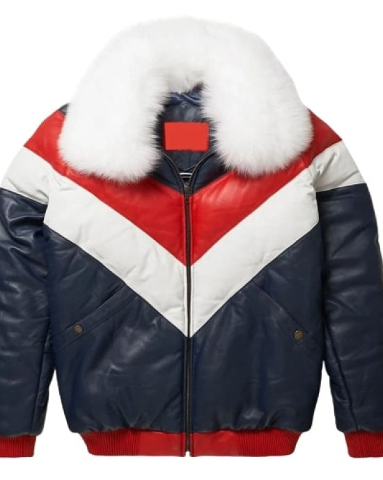 Mens V-Bomber Leather Jacket Mens V-Bomber Leather Jacket