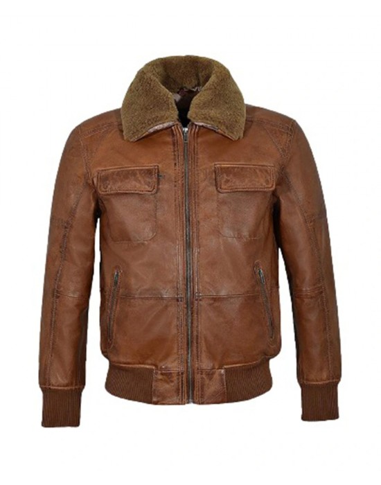 Men’s AIR Force Brown Fur Bomber Jacket