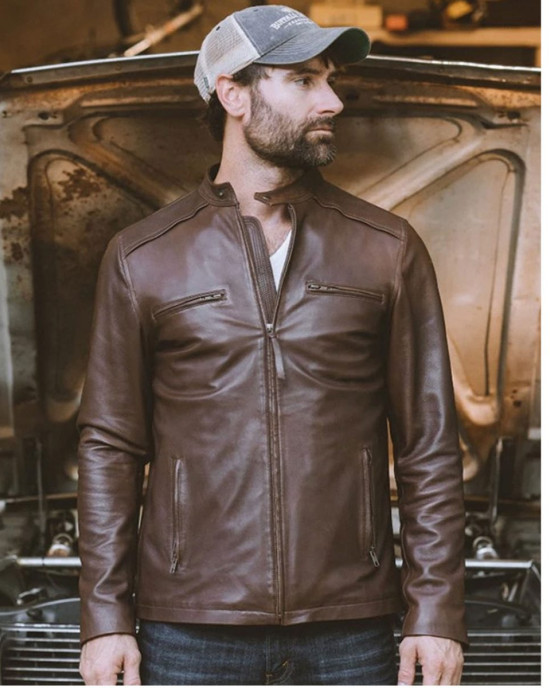 Men’s Biker Thompson Brown Leather Jacket Men’s Biker Thompson Brown Leather Jacket