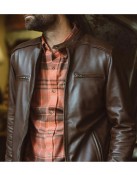 Men’s Biker Thompson Brown Leather Jacket