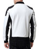 Men’s Black and White Leather Biker Bomber Jacket Men’s Black and White Leather Biker Bomber Jacket