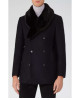 Men’s Blue Peacoat with Faux Fur Trimmed Men’s Blue Peacoat with Faux Fur Trimmed