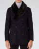 Men’s Blue Peacoat with Faux Fur Trimmed Men’s Blue Peacoat with Faux Fur Trimmed