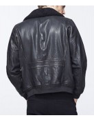 Men’s Bomber Black Jacket with Sherpa Collar