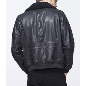 Men’s Bomber Black Jacket with Sherpa Collar