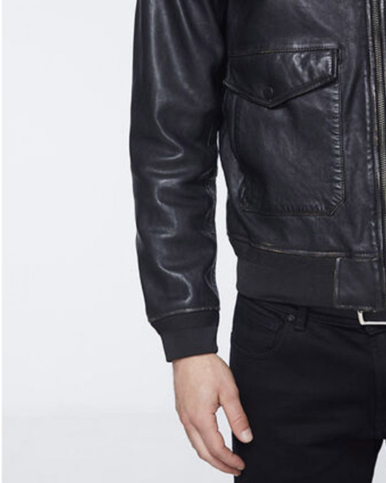Men’s Bomber Black Jacket with Sherpa Collar Men’s Bomber Black Jacket with Sherpa Collar