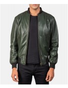 Men’s Bomber Casual Green Leather Jacket