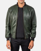 Men’s Bomber Casual Green Leather Jacket Men’s Bomber Casual Green Leather Jacket