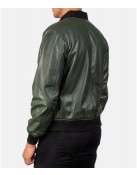 Men’s Bomber Casual Green Leather Jacket