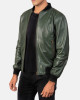 Men’s Bomber Casual Green Leather Jacket Men’s Bomber Casual Green Leather Jacket