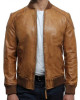 Men’s Brown Waxed Real Leather Tan Bomber Leather Jacket Men’s Brown Waxed Real Leather Tan Bomber Leather Jacket