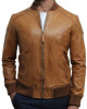 Men’s Brown Waxed Real Leather Tan Bomber Leather Jacket Men’s Brown Waxed Real Leather Tan Bomber Leather Jacket