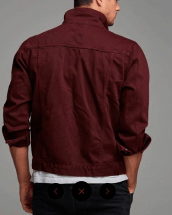 Men’s Burgundy Button Closure Denim Jacket Men’s Burgundy Button Closure Denim Jacket