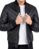 Men’s Casual Bomber Real Black Leather Jacket Men’s Casual Bomber Real Black Leather Jacket