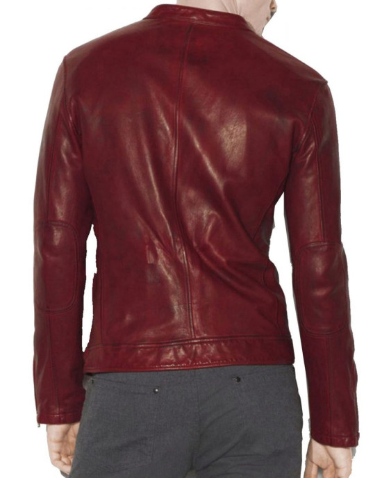 Men’s Casual Red Burnished Dual Zipper Jacket Men’s Casual Red Burnished Dual Zipper Jacket