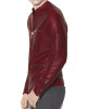 Men’s Casual Red Burnished Dual Zipper Jacket Men’s Casual Red Burnished Dual Zipper Jacket