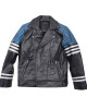 Men’s Classic Black and Blue Striped Leather Biker Jacket Men’s Classic Black and Blue Striped Leather Biker Jacket