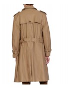 Men’s Double Breasted Light Brown Belted Leather Coat