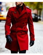 Men’s Double Breasted Red Belted Coat