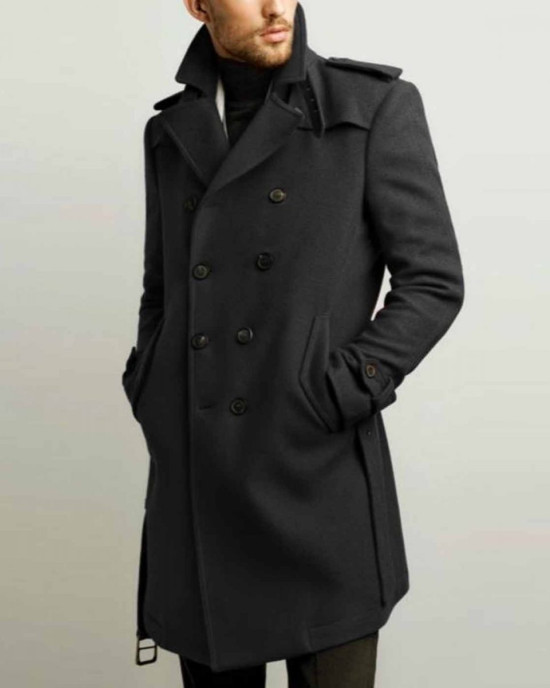 Men’s Double Breasted Red Belted Coat Men’s Double Breasted Red Belted Coat