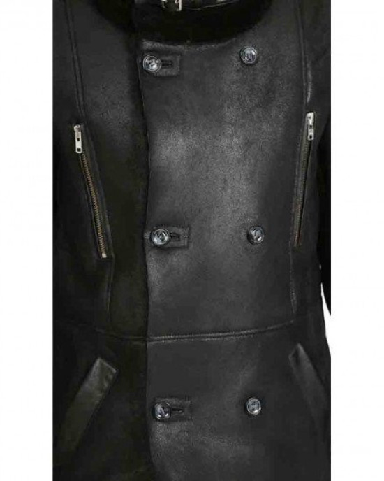 Men’s Double Breasted Shearling Sheepskin Leather Coat Men’s Double Breasted Shearling Sheepskin Leather Coat