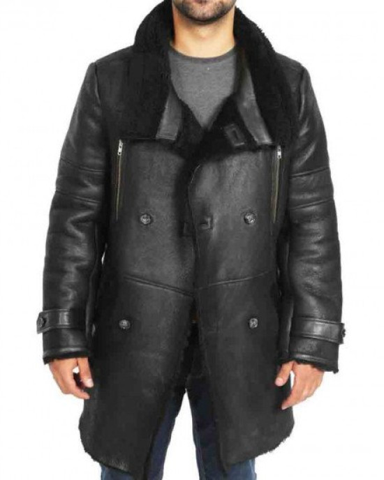 Men’s Double Breasted Shearling Sheepskin Leather Coat Men’s Double Breasted Shearling Sheepskin Leather Coat