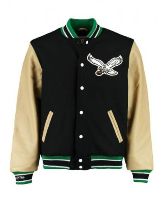 Men’s Eagles Black Varsity Jacket Men’s Eagles Black Varsity Jacket