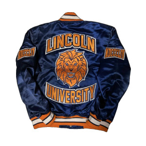 Men’s Embroidered Lincoln University Blue Satin Jacket