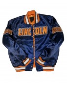 Men’s Embroidered Lincoln University Blue Satin Jacket