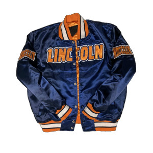 Men’s Embroidered Lincoln University Blue Satin Jacket