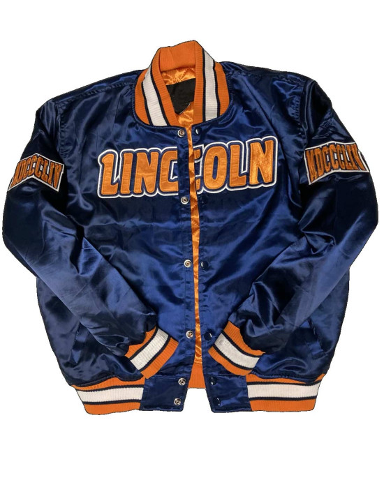 Men’s Embroidered Lincoln University Blue Satin Jacket Men’s Embroidered Lincoln University Blue Satin Jacket