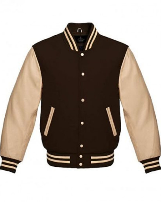 Men’s FJM106 Brown Varsity Jacket Men’s FJM106 Brown Varsity Jacket