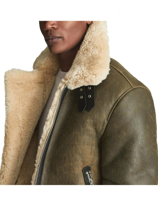 Men’s Hardy A21 Flight Aviator Brown Shearling Leather Jacket