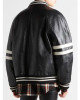 Men’s Homme Striped Black Leather Bomber Jacket Men’s Homme Striped Black Leather Bomber Jacket