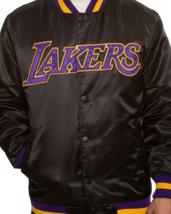 Men’s Lakers Los Angeles Bomber Satin Jacket Men’s Lakers Los Angeles Bomber Satin Jacket