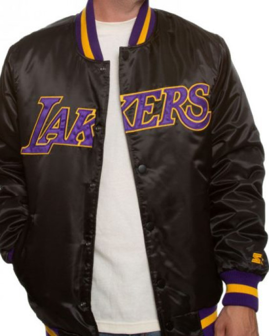 Men’s Lakers Los Angeles Bomber Satin Jacket Men’s Lakers Los Angeles Bomber Satin Jacket