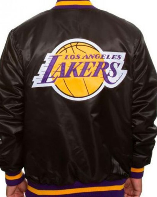 Men’s Lakers Los Angeles Bomber Satin Jacket Men’s Lakers Los Angeles Bomber Satin Jacket