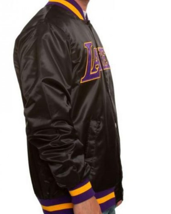 Men’s Lakers Los Angeles Bomber Satin Jacket Men’s Lakers Los Angeles Bomber Satin Jacket