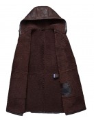 Men’s Moda Nellav Dark Brown Shearling Leather Hooded Coat