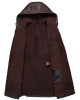 Men’s Moda Nellav Dark Brown Shearling Leather Hooded Coat Men’s Moda Nellav Dark Brown Shearling Leather Hooded Coat
