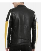 Men’s Motorcycle Color Block Quilted Leather Jacket