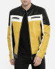 Men’s Motorcycle Color Block Quilted Leather Jacket Men’s Motorcycle Color Block Quilted Leather Jacket