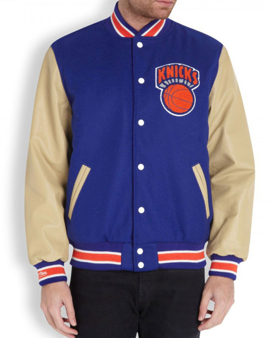 Men’s New York Knicks Blue Letterman Jacket Men’s New York Knicks Blue Letterman Jacket