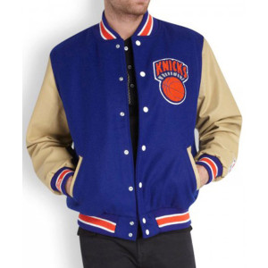 Men’s New York Knicks Blue Letterman Jacket
