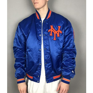 Men’s New York Mets Blue Satin Jacket