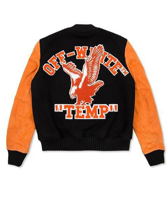 Men’s Off-White Eagle Temp Wool Varsity Jacket Men’s Off-White Eagle Temp Wool Varsity Jacket